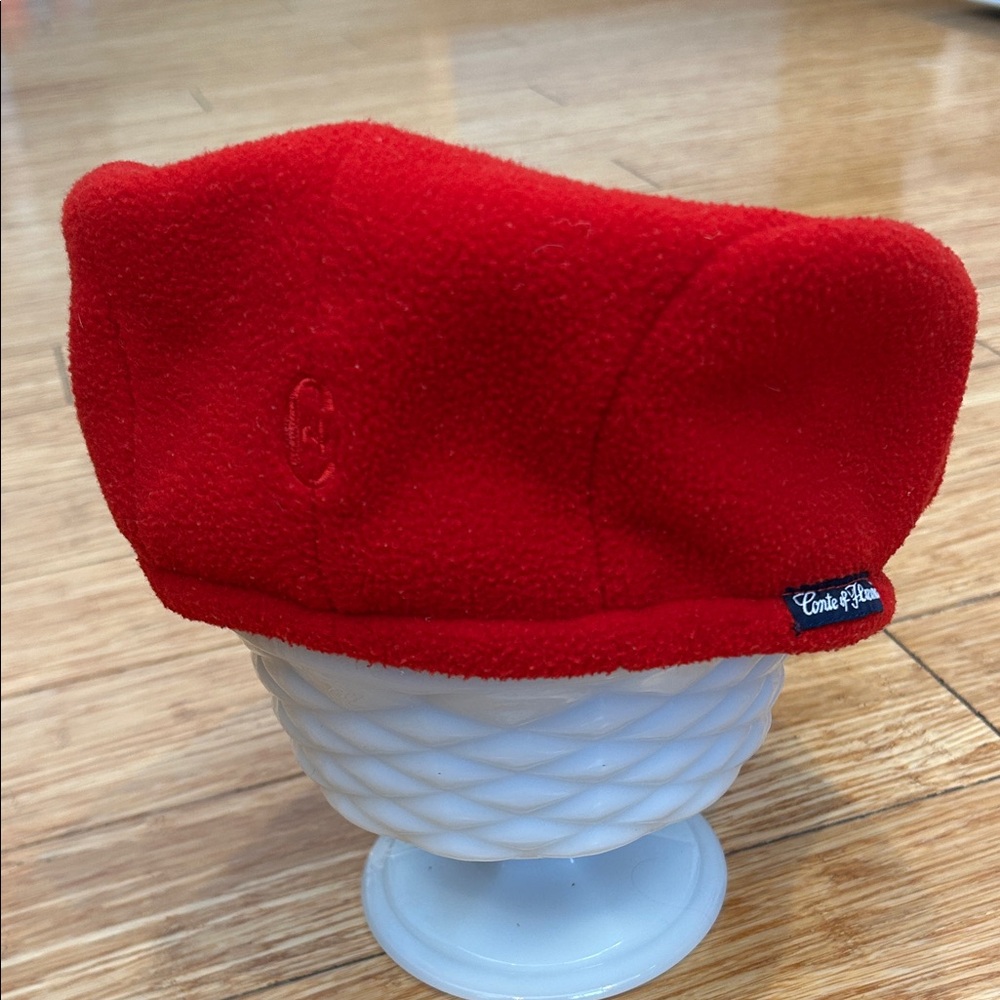 Conte of Florence Italian Red Beret Baretta News Boy Fleece Hat 59 Ear Flaps